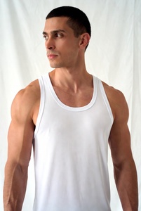 100% Customized Wholesale High Quality Slim Fit Spoon Neck Ribbed for Wash Breathable 180g OEM Service Tank Top White Men's - Product Image 2