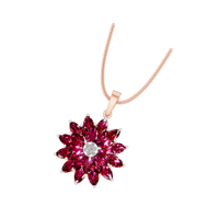 Pendentif tendance en grappe de rubis naturels, or massif 9k 14k 18k avec diamants naturels, plaqué rhodium, bijoux fins pour femmes