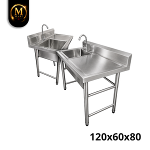 Modern Stainless Steel Single Bowl <b>Sink</b> Right Platform 0.8mm Thickness Freestanding Commercial Kitchen Washing <b>Drainer</b> Unit - Product Image 6