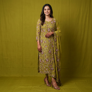 Dupattas Reversibles Bordadas en Beige de Fashionista International, Traje de Boda Tradicional para Mujer, Largo hasta el Suelo, India, Pakistán - Product Image 5