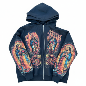 Sudadera con capucha para hombre, personalizada, estilo vintage, con cremallera, estampada, de 500 g/m², lavado ácido, 100% algodón, forro polar de 450 g/m² - Product Image 1