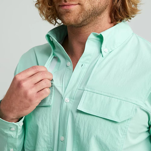 Chemises de travail personnalisées pour hommes grandes tailles, confortables, respirantes, à manches courtes, pour la randonnée, la pêche, protection UPF 50+, coupe-vent, boutonnées - Product Image 2