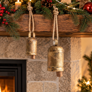 AK Brass Modern Metal Christmas <b>Bells</b> Set Of 2 Rustic Finished Vintage Hanging <b>Bell</b> For Christmas Decor / Church Ornaments - Product Image 4