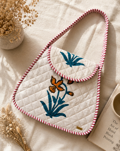 Bolso bandolera de lujo pequeño, acolchado, de algodón, con estampado floral a mano, de Jaipur, para mujeres y niñas. - Product Image 2