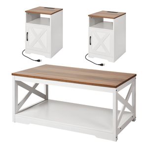Set di tavolini da caffè Industrial Farmhouse in 3 pezzi, 40 pollici. Tavolini da Salotto di Facile Montaggio - Product Image 1
