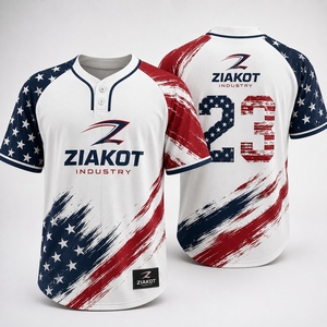 Venta al Por Mayor Directa de Fábrica ZIAKOT INDUSTRY, Jersey de Softbol Unisex Personalizado en Azul Claro, Blanco y Azul Marino con Dos Botones - Product Image 5