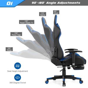 Sedia da Gaming Ergonomica con Massaggio e Poggiapiedi, Reclinabile, Girevole, Altezza Regolabile, Schiuma Rinfrescante, Sedia da Ufficio - Product Image 4