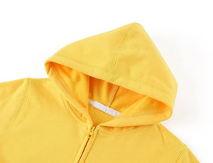 Vêtements de mode, sweats à capuche personnalisés pour enfants, pull-over 100% coton molletonné, couleur jaune hiver, fermeture éclair, prix bas et service OEM - Product Image 3