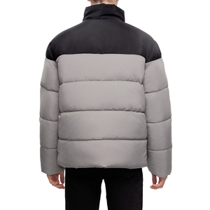 Blouson matelassé color-block pour homme, col montant, fermeture éclair, épais, hiver, décontracté, grande taille, coupe classique - Product Image 2