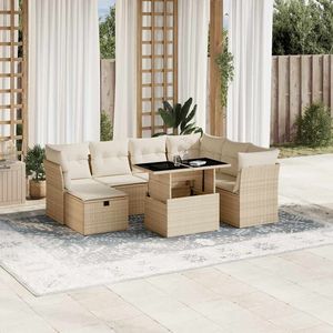 Set Divano da Giardino Beige Crema Bianco - Product Image 1