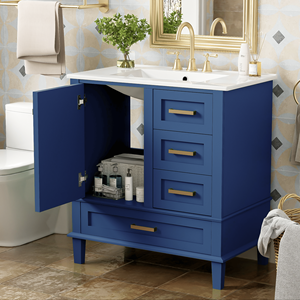 Modern 30\" Bathroom Vanity Soft-Closing <b>Storage</b> Cabinet with 3 <b>Draw</b> Sink Combo Set Urban Style Vanities - Product Image 3