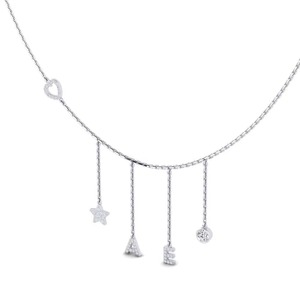 Pendentif Lettre au Design Unique Plaqué Argent et Moissanite avec Breloque en Cristal, Style Hip Hop, Bijou Unisexe - Product Image 1