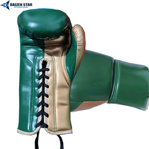 Gants de boxe Daizen Star vert en cuir PU, fermeture à lacets pour adultes, équipement d'entraînement - Product Image 2