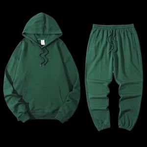 Ensemble de survêtement 2 pièces en coton 100% respirant, délavé à l'acide, avec logo brodé et imprimé, pour l'hiver - Product Image 3