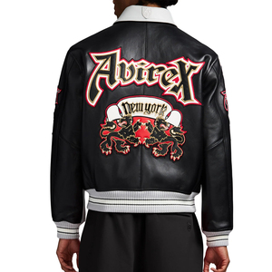 Wholesale <b>Top</b> Selling Men's <b>Leather</b> Avirex Jacket <b>High</b> Quality Custom Logo <b>Leather</b> Made Men Avirex Jackets - Product Image 3