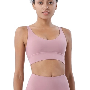 Women's Breathable Seamless Push-Up Fitness Sports <b>Bra</b> Reversible <b>Removable</b> <b>Padded</b> for Running & Gym Simple Style - Product Image 3