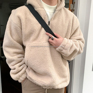 Custom 3D Embroidery Sherpa Quarter Zip Hoodie for Men Heavyweight Oversized Winter Fleece Pullover - Product Image 3
