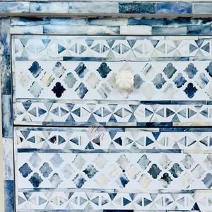 Mesa de Cajones con Incrustaciones de Hueso de ILAHI, Diseño Moderno con Detalles de Ágata, Almacenamiento de Tres Niveles, Mueble Portátil para el Hogar - Product Image 6