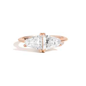Keystone Cut Lab Grown Diamond Toi Et Moi Engagement <b>Ring</b> 14K Solid Gold 2Ctw <b>Two</b> <b>Stone</b> Minimalist Modern Bridal Statement Bands - Product Image 5