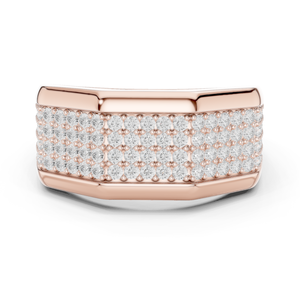 แหวนเพชรผู้ชายทองคำโรสโกลด์ 18K เพชรเลี้ยงในห้องปฏิบัติการ รุ่น Imperial Spark แหวนเพชรหน้ากว้าง Urban Crown รุ่น Prestige Icefield Classic - Product Image 1