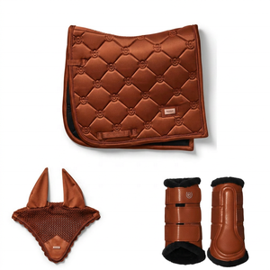 Juego de almohadillas para silla de montar Tough Tack para doma clásica, azul marino, acolchado de seda y algodón, <span class=keywords><strong>botas</strong></span> de montar cómodas, máscara antimoscas - Product Image 3
