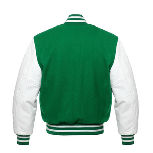 <b>White</b> sleeves-kelly green-body varsity bomber <b>jacket</b> Letterman <b>Jacket</b> with Leather Sleeves leather varsity <b>jacket</b> - Product Image 3
