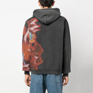 Sudadera con Capucha Personalizada OEM para Hombre, Estilo Vintage, de Algodón y Forro Polar, Ecológica, con Estampado de Grafiti y Pedrería, con Cordón Ajustable - Product Image 2