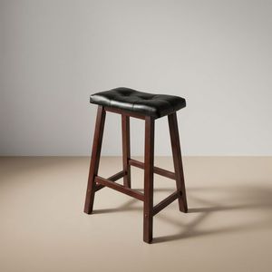 Tabouret de bar moderne en similicuir rembourré avec finition noyer, chaise haute pour îlot de cuisine, pub et hôtel - Product Image 4