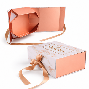 Custom Eco-Friendly Recyclable Specialty Paper Glossy Lamination Magnetic Flip Foldable Cardboard Folders Waterproof Ribbon <b>Bow</b> - Product Image 2