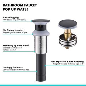 Bonde de vidange escamotable de 1,75 pouce pour lavabo de salle de bain en acier inoxydable, anti-colmatage, pour lavabo sur colonne, vanité, siphon de plomberie - Product Image 2