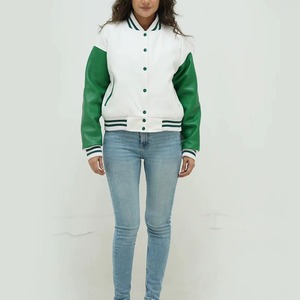 Premium Women Letterman Varsity <b>Jacket</b> Custom College Baseball Coat Wool Blend <b>Leather</b> OEM ODM Sample Service Available - Product Image 4