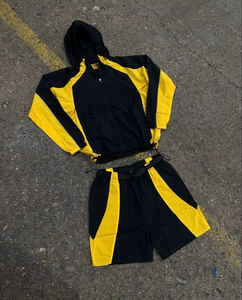 Men Jogger Sets Two Piece Set <b>Patchwork</b> Zip up Puff Track Nylon <b>Jacket</b> and Track Pants Custom Nylon Tracksuit Men - Product Image 1