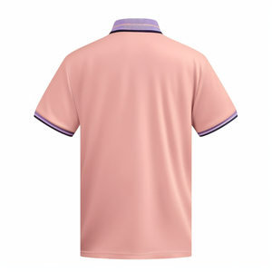 Polo Rosa para Mujer, 100% Algodón, con Ribete Azul, Casual, Manga Corta, Color Sólido, Tejido Oxford Transpirable - Product Image 6
