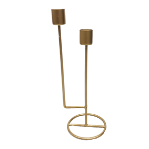 Durable Golden Metal <b>Wire</b> Eco Friendly Premium Vessel Shape Interior Decoration Taper Candlestick Holder - Product Image 3
