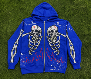 Men's <b>Gothic</b> Skeleton Graphic Blue Hoodie <b>Jacket</b> Custom Printed Zip Up Hoodie Streetwear Casual Fashion Hooded <b>Jacket</b> - Product Image 6