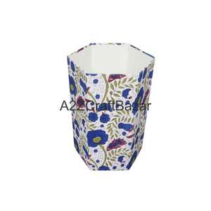 Cubo de Basura Plegable Hecho a Mano, Elegante, Hexagonal, con Estampado Floral, de Gran Capacidad, para Uso en Interiores/Exteriores, de Cartón - Product Image 1