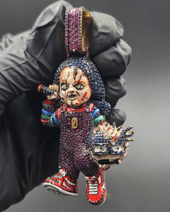 Colgante de Lujo de Plata 925 con Diseño 3D de Muñeco Chucky Esculpido, Estilo Hip Hop Rapper, con Moissanita VVS Personalizada, Bañado en Rodio/Oro, Regalos - Product Image 1
