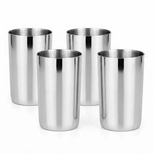 Verres à boire en acier inoxydable de qualité alimentaire, polis miroir, robustes, incassables, pour eau et jus, pour usage domestique - Product Image 1