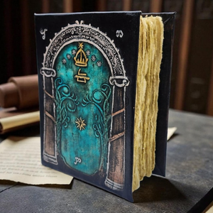 Handmade Leather Journal Fantasy Door Design Magic Inspired Grimoire Hardcover Writing Diary Art <b>Book</b> Vintage Grimoire - Product Image 5