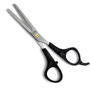 Ciseaux à cheveux en acier inoxydable à 28 dents avec poignée en plastique noir pour la coiffure professionnelle - Product Image 1