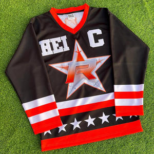T-shirt personnalisé pour homme, style streetwear, col en V oversize, manches courtes, broderie et impression de lettres, pour fans de hockey sur glace - Product Image 6