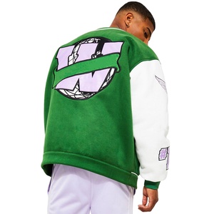 Wholesale Custom Logo Embossed Plus Size Casual <b>Summer</b> Baseball Varsity <b>Jacket</b> <b>Men</b> Sheep Fur Letterman Sportswear - Product Image 4