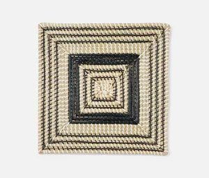 OEM/ODM Custom Design Bohemian Style Eco-Friendly Seagrass <b>Placemats</b> Set in Square Shapes Black Natural Woven Heat Resistant - Product Image 4