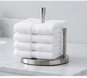 Porte-serviettes en acier inoxydable de haute qualité, finition argentée, avec base ronde, parfait pour une utilisation sur comptoir et dans la salle de bain - Product Image 4