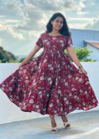 Robe longue en coton élégante Happy Days, robe longue en coton douce et simple, robe longue en coton Easy Grace, ravissante robe longue évasée en coton