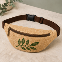 Sac banane unisexe HINDVANTA en jute écologique, sac de taille zippé en forme de baril, pochette de ceinture multi-capacités, bandoulière durable