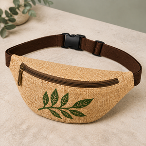 Sac banane unisexe en jute écologique avec fermeture éclair, sac de taille en forme de baril, pochette de ceinture multi-capacités, sac bandoulière durable - Product Image 2