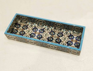 <b>Round</b> Wood Decorative <b>Tray</b> With Marble Pattern And Leaf Design Rustic Style Single Piece - Product Image 4