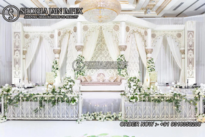 Trending Wedding White 3D Carved Mehrab <b>Stage</b> traditional <b>stage</b> golden <b>stage</b> outdoor indoor - Product Image 5