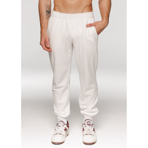 Men's <b>White</b> Elastic Waist Sweatpants With Side Pockets Casual <b>Jogger</b> Pants Breathable Knitted Fabric Autumn Wear - Product Image 6